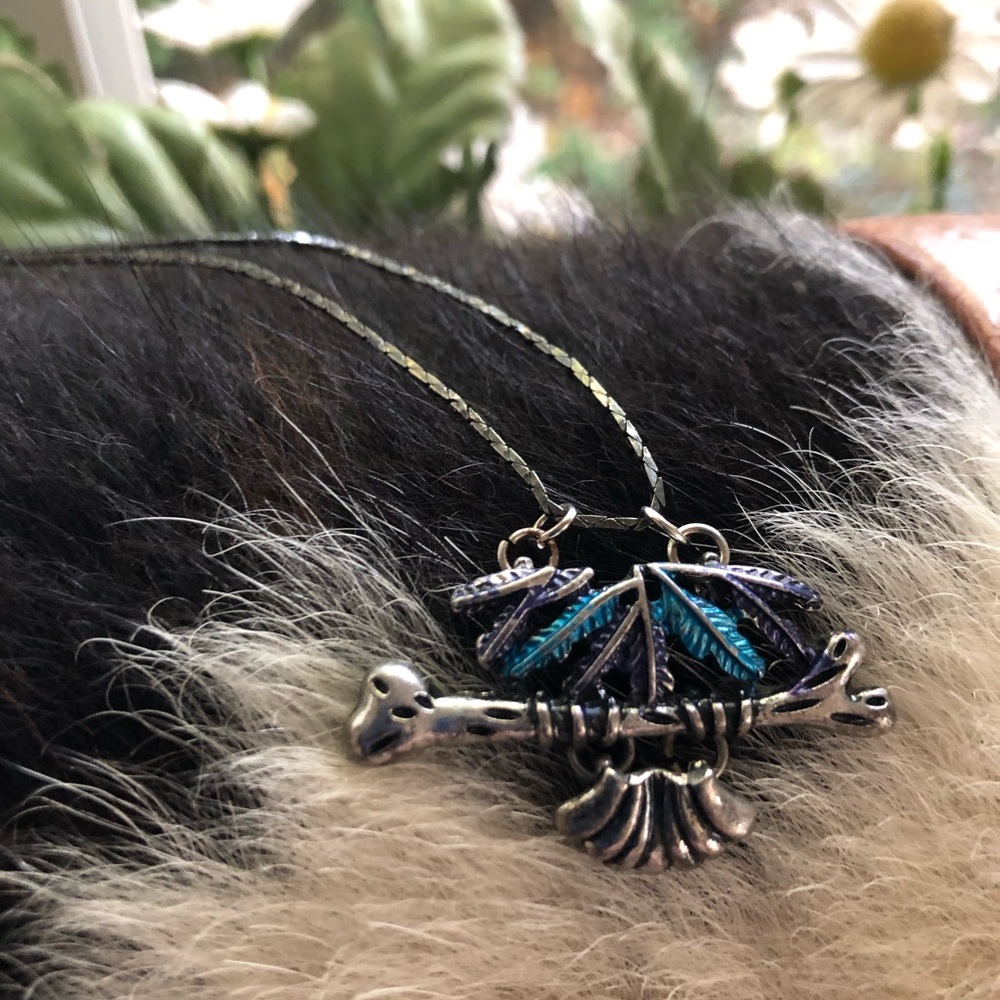 Vintage repurpose southwest tribal pendant on sterling chain necklace